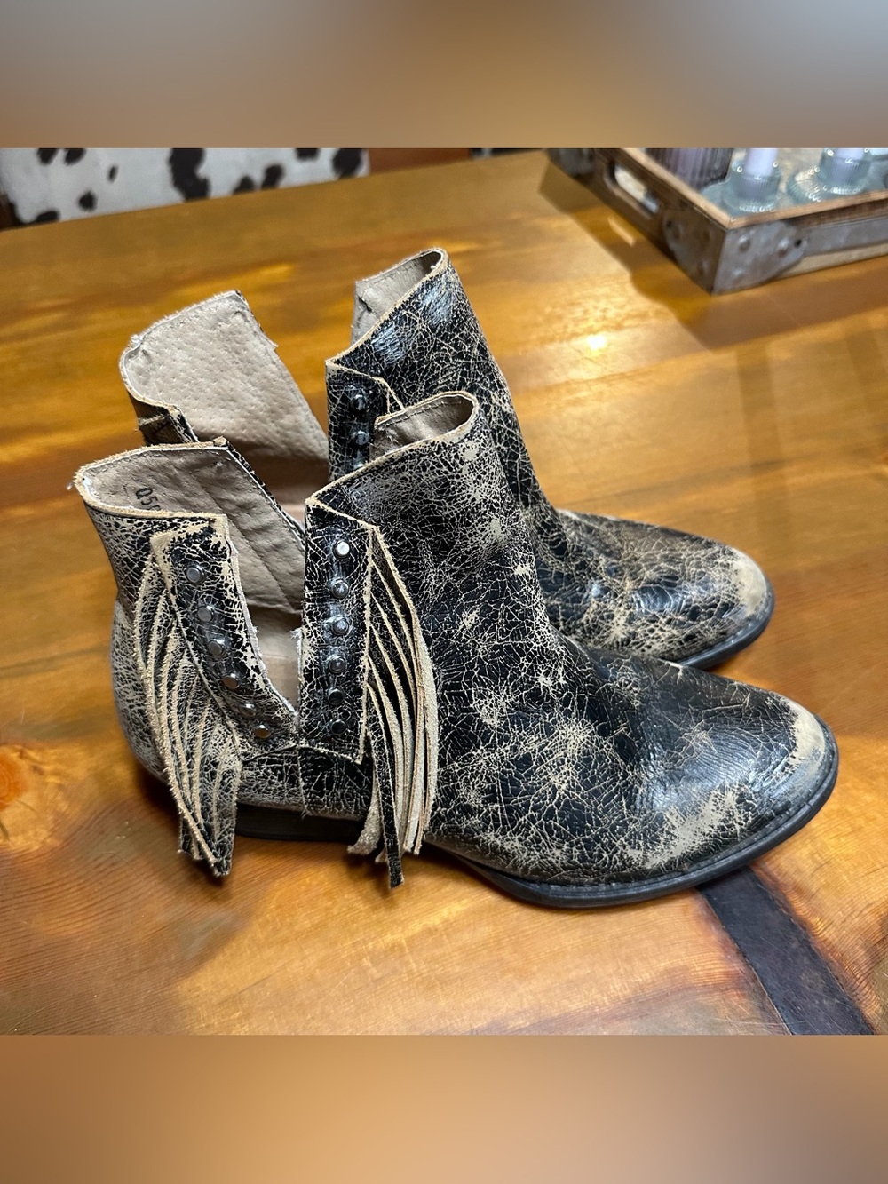 Circle G Studded Fringe Round Toe Booties